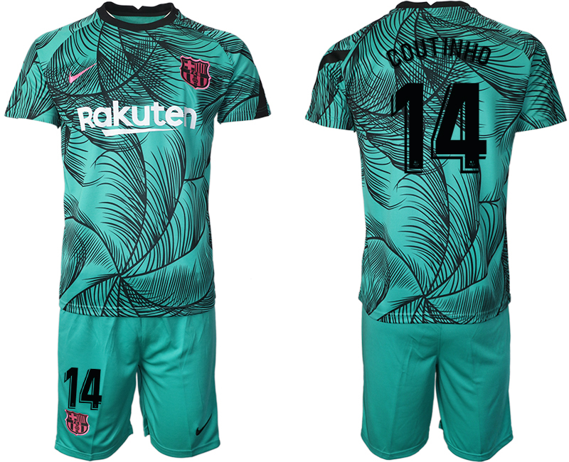 Men 2021 Barcelonagreen training suit #14 soccer jerseys